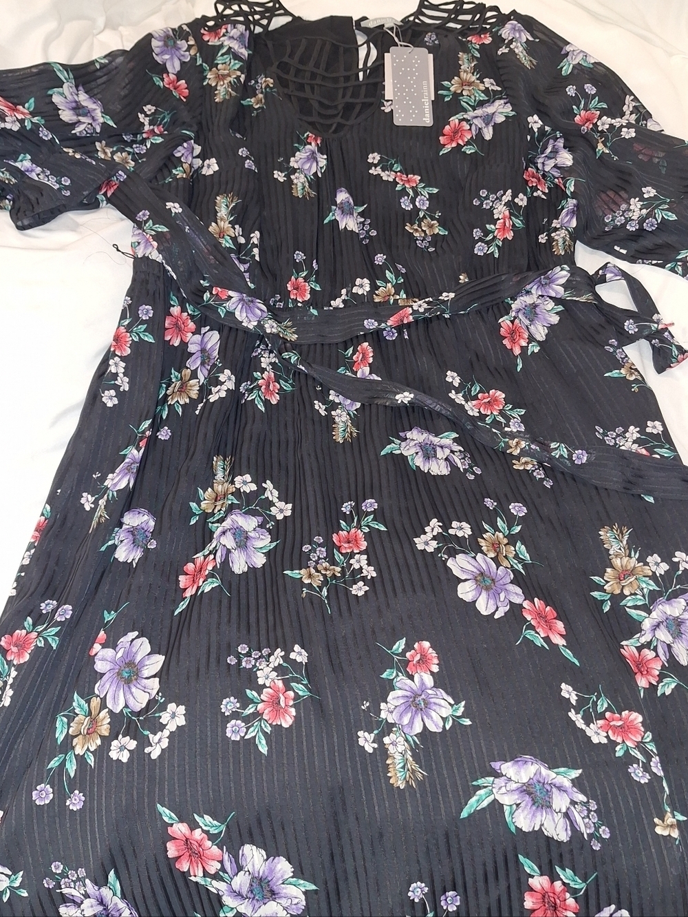 Dia and Co Black Floral Dress Long Sleeve Size 2X